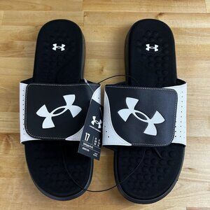 Under Armour Mens Ignite Pro Slide Athletic Sandal 3026023-100 White Size 17 NEW